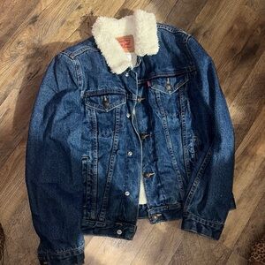 Levi's Dark Blue Denim Jacket with Sherpa Collar